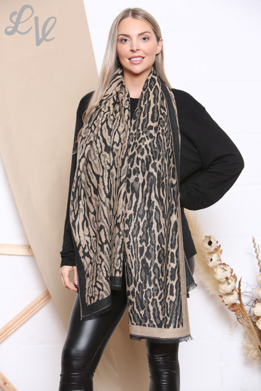 Ladies Animal Print Scarf Brown Unit Price WAS £8.99 NOW £4.99