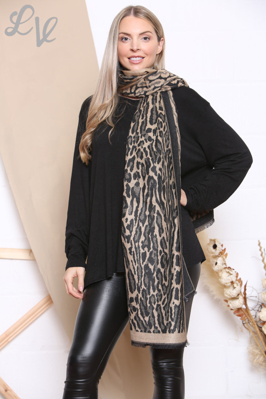 Ladies Animal Print Scarf Brown Unit Price WAS £8.99 NOW £4.99