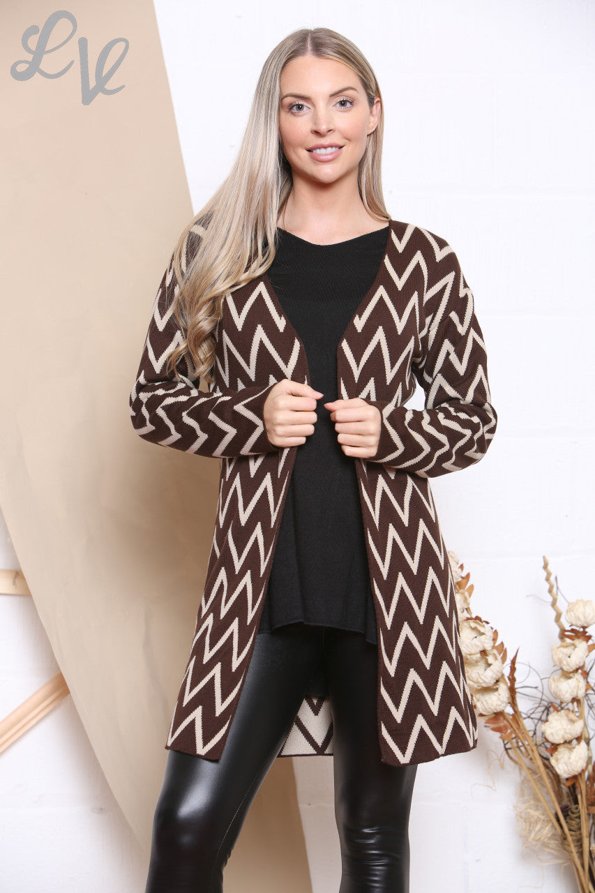 Dames Zigzag Vest Bruin Stukprijs WAS €9,99 NU €3,99