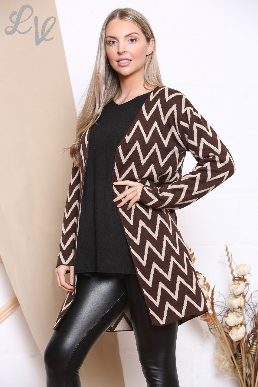 Dames Zigzag Vest Bruin Stukprijs WAS €9,99 NU €3,99