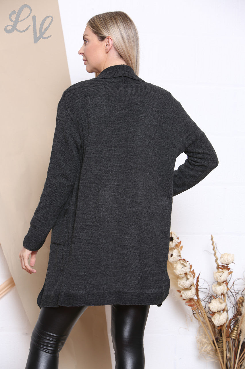 Ladies Plain Cardigan Charcoal Unit Price £8.99