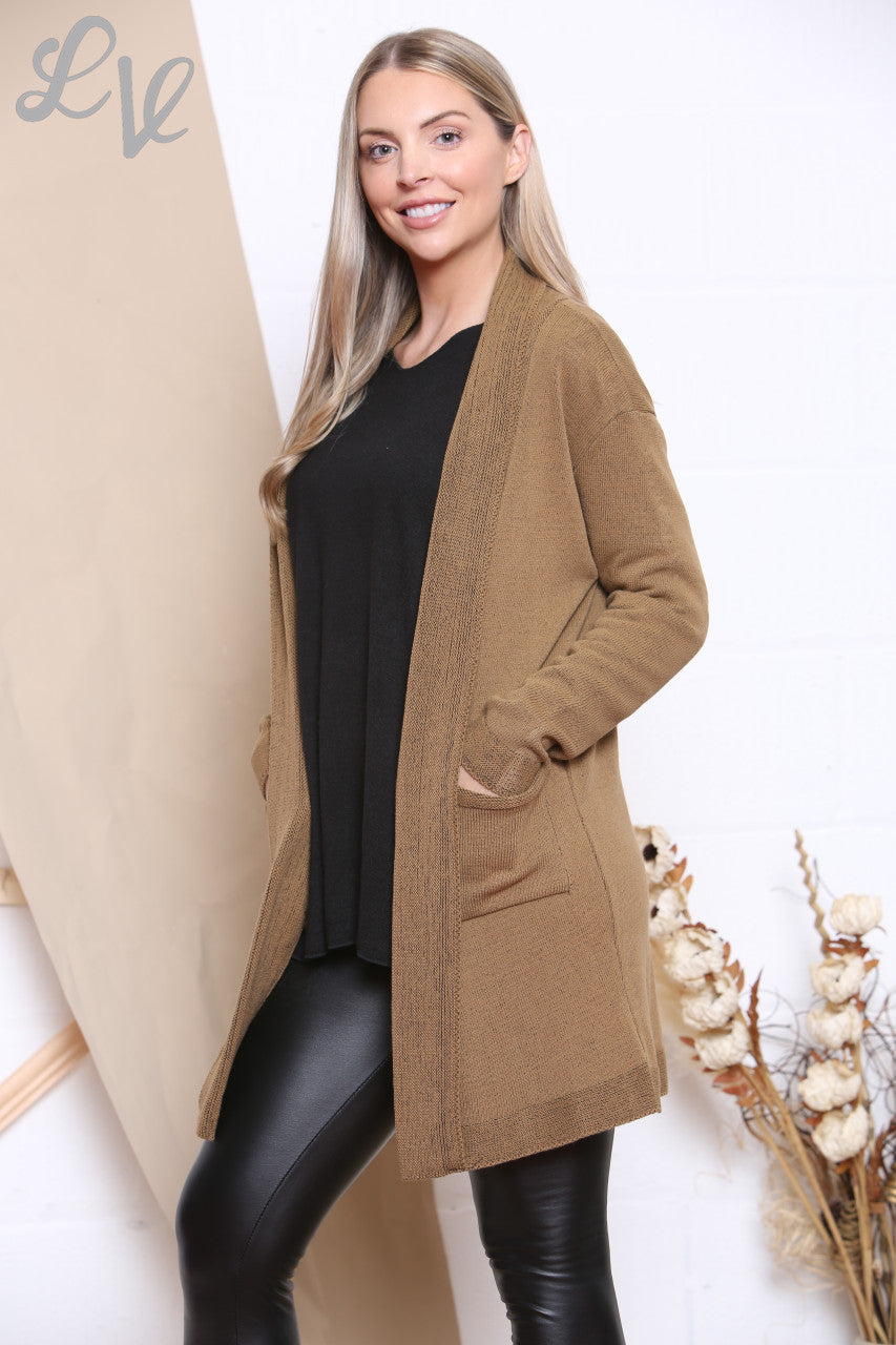 Ladies Plain Cardigan Tan Unit Price £8.99
