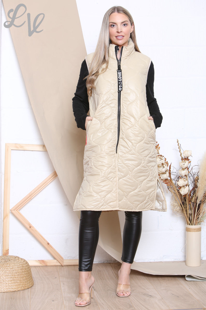 Ladies Love Zipper Padded Gilet Cream Unit Price £16.99