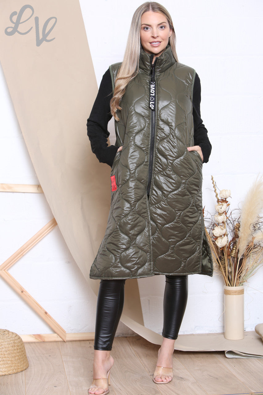 Ladies Love Zipper Padded Gilet Khaki Unit Price £16.99