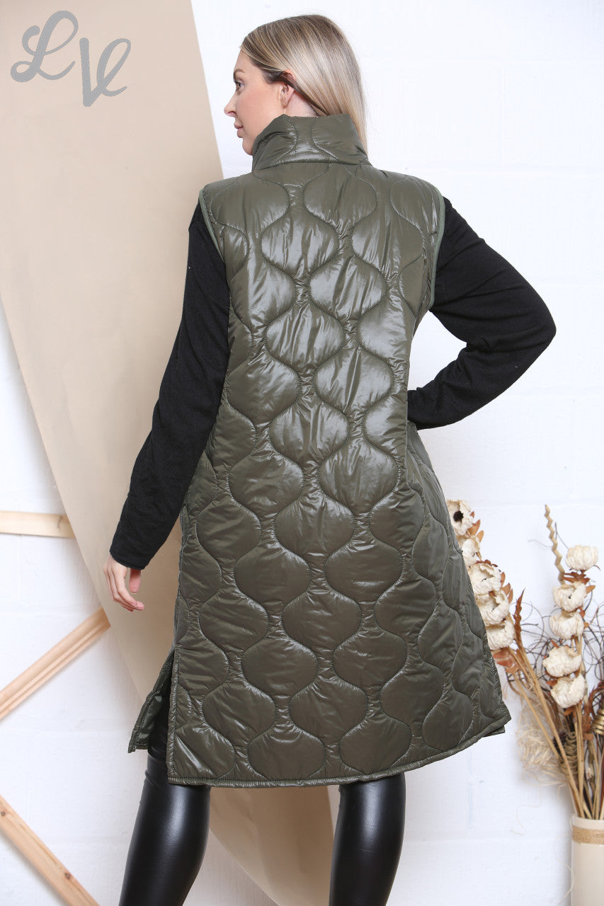 Ladies Love Zipper Padded Gilet Khaki Unit Price £16.99
