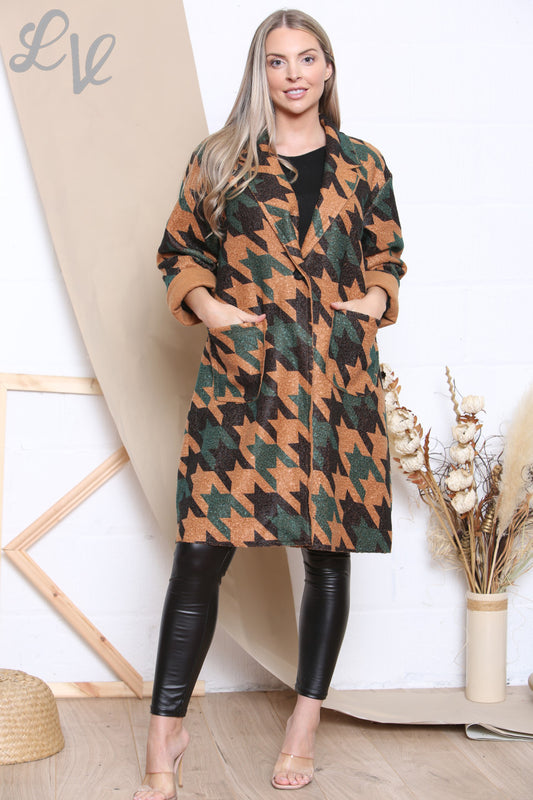 Damesjas met dogtooth-print Groen Prijs per eenheid £ 12,99