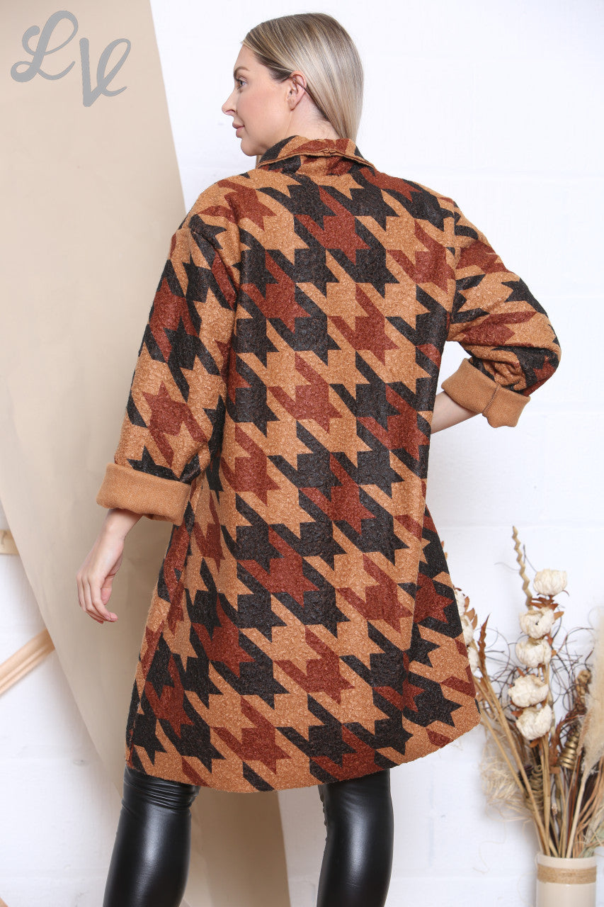 Dames Jas met Hondentandprint Bruin Stukprijs € 12,99