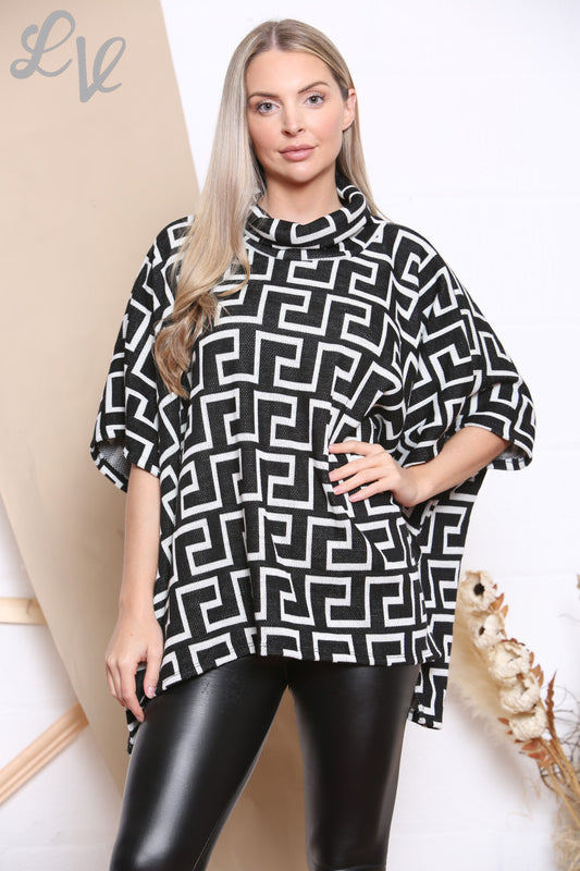 Dames coltrui met geometrische print zwart