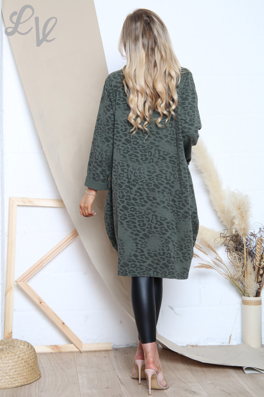 Ladies Animal Leopard Print Tunic Dress Top Khaki Unit Price £8.99