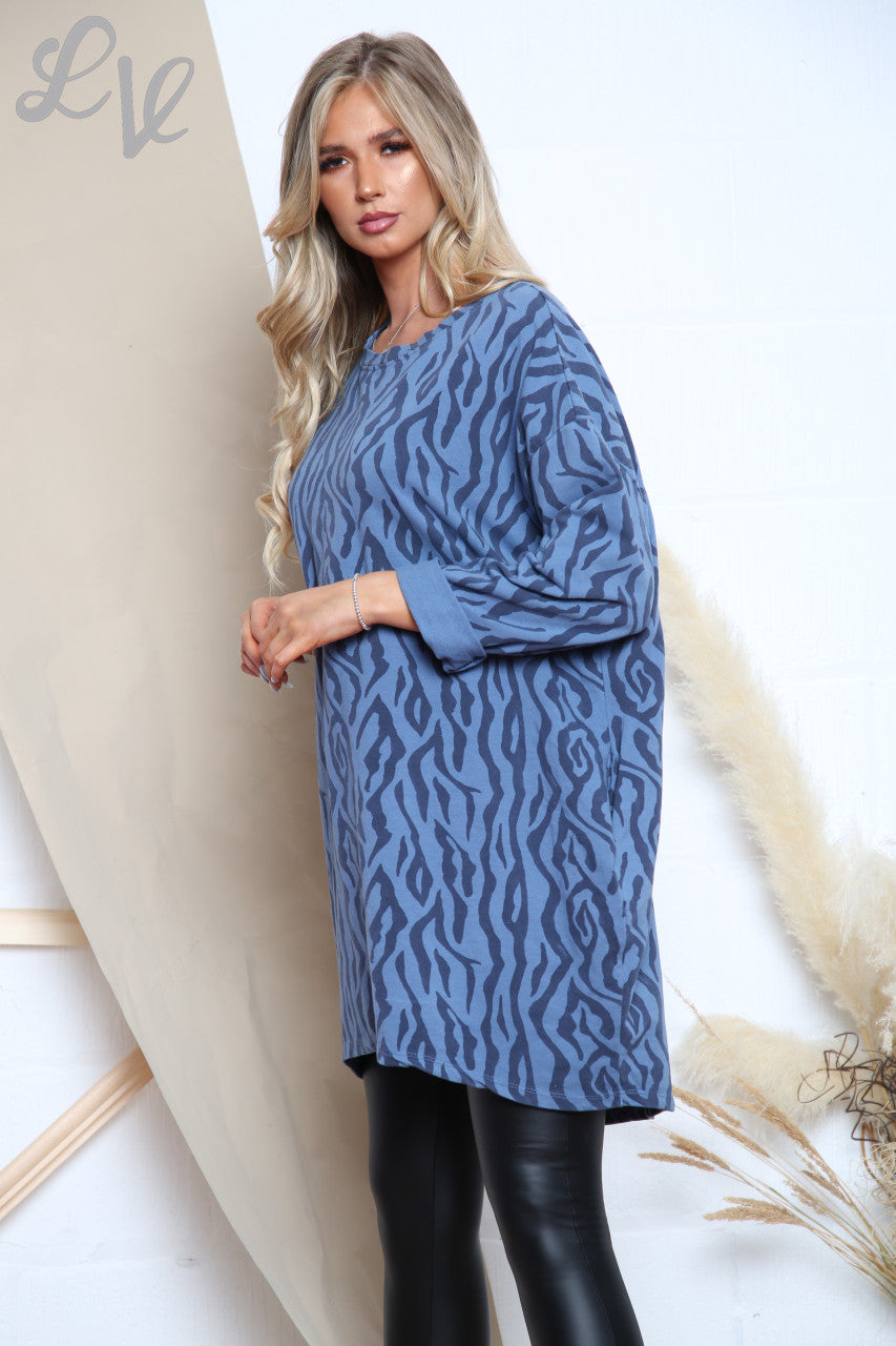 Ladies Zig Zag Print Tunic Top Dress Denim Unit Price £8.99