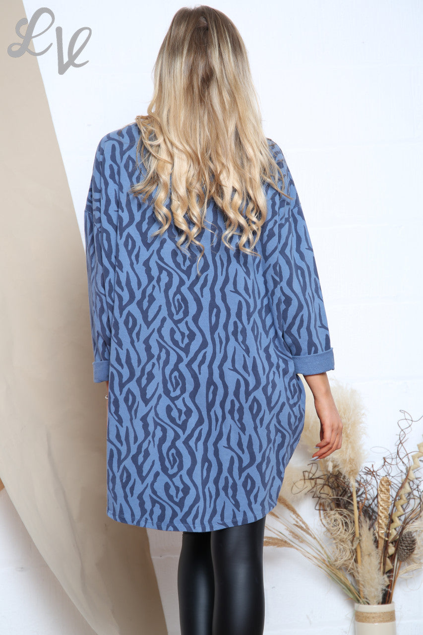 Ladies Zig Zag Print Tunic Top Dress Denim Unit Price £8.99