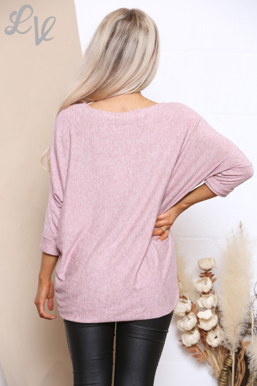 Ladies Sparke Snowflake Top Dusty Pink