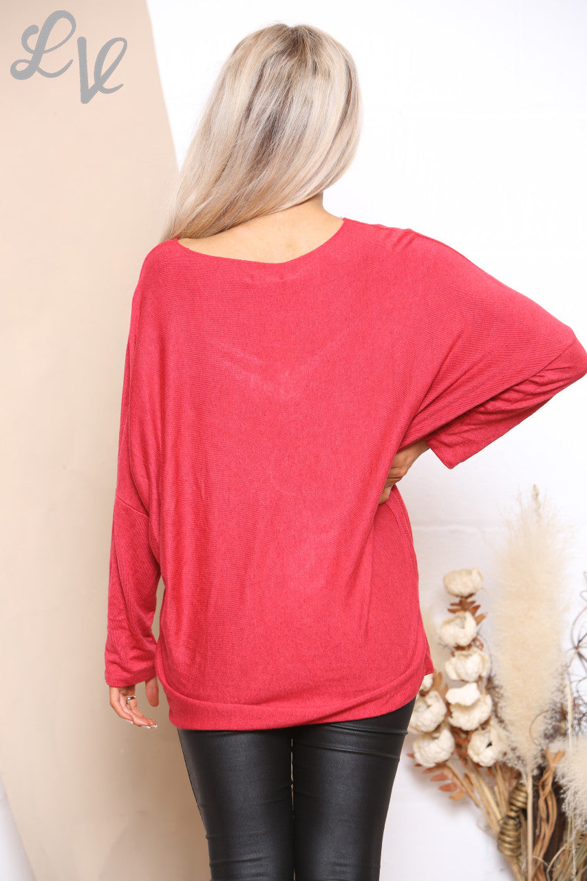Dames Sparkle Snowflake Top Rood