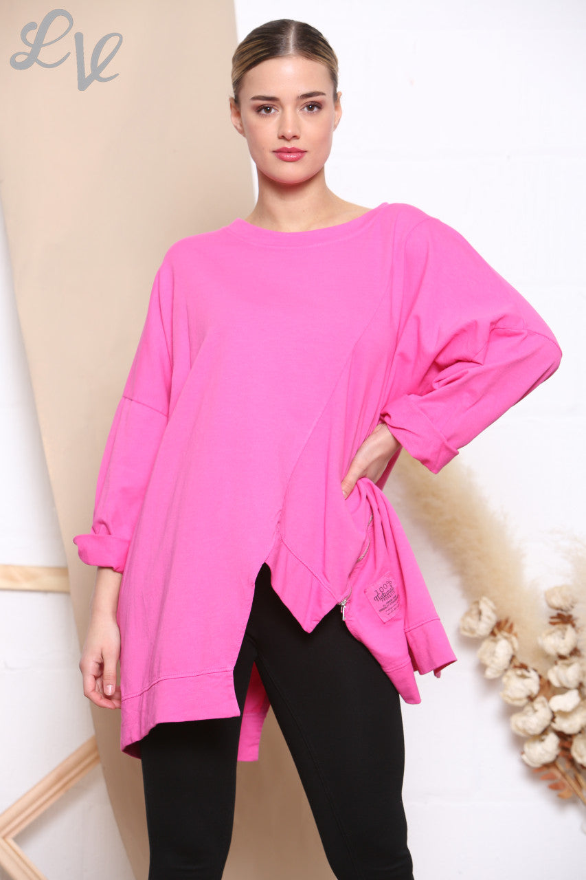 Dames Sweatshirttop met Uitgesneden Details Cerise