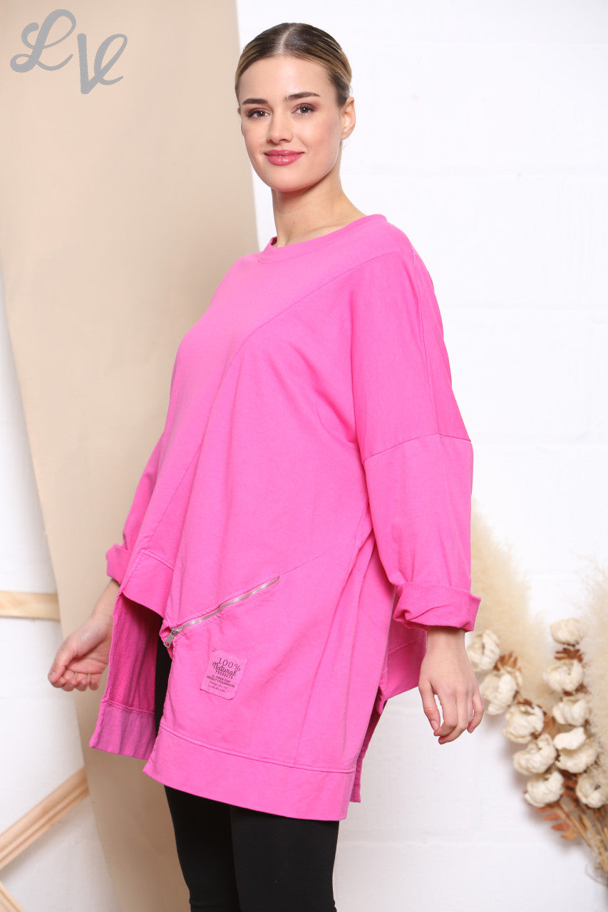 Dames Sweatshirttop met Uitgesneden Details Cerise