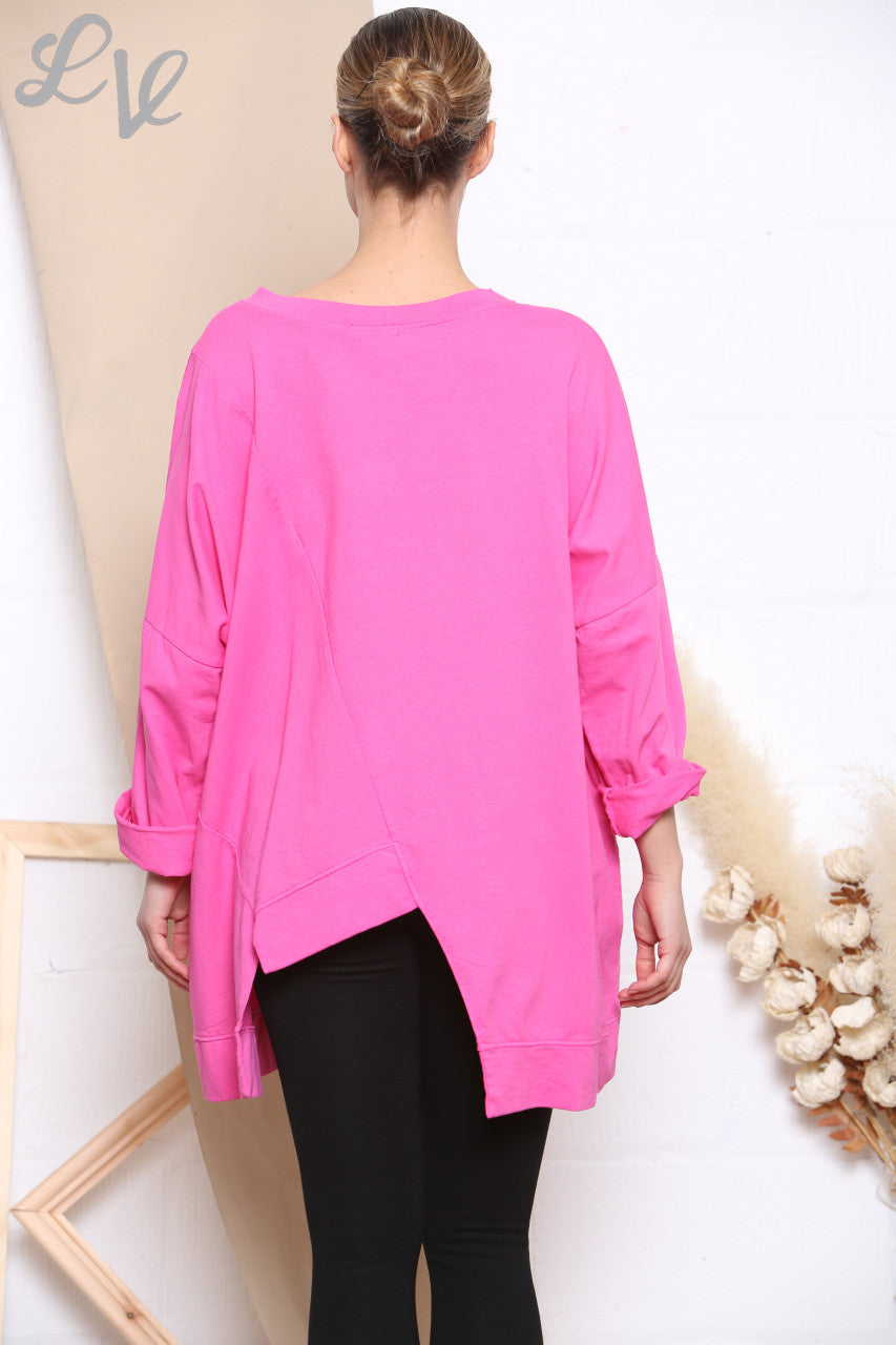 Dames Sweatshirttop met Uitgesneden Details Cerise