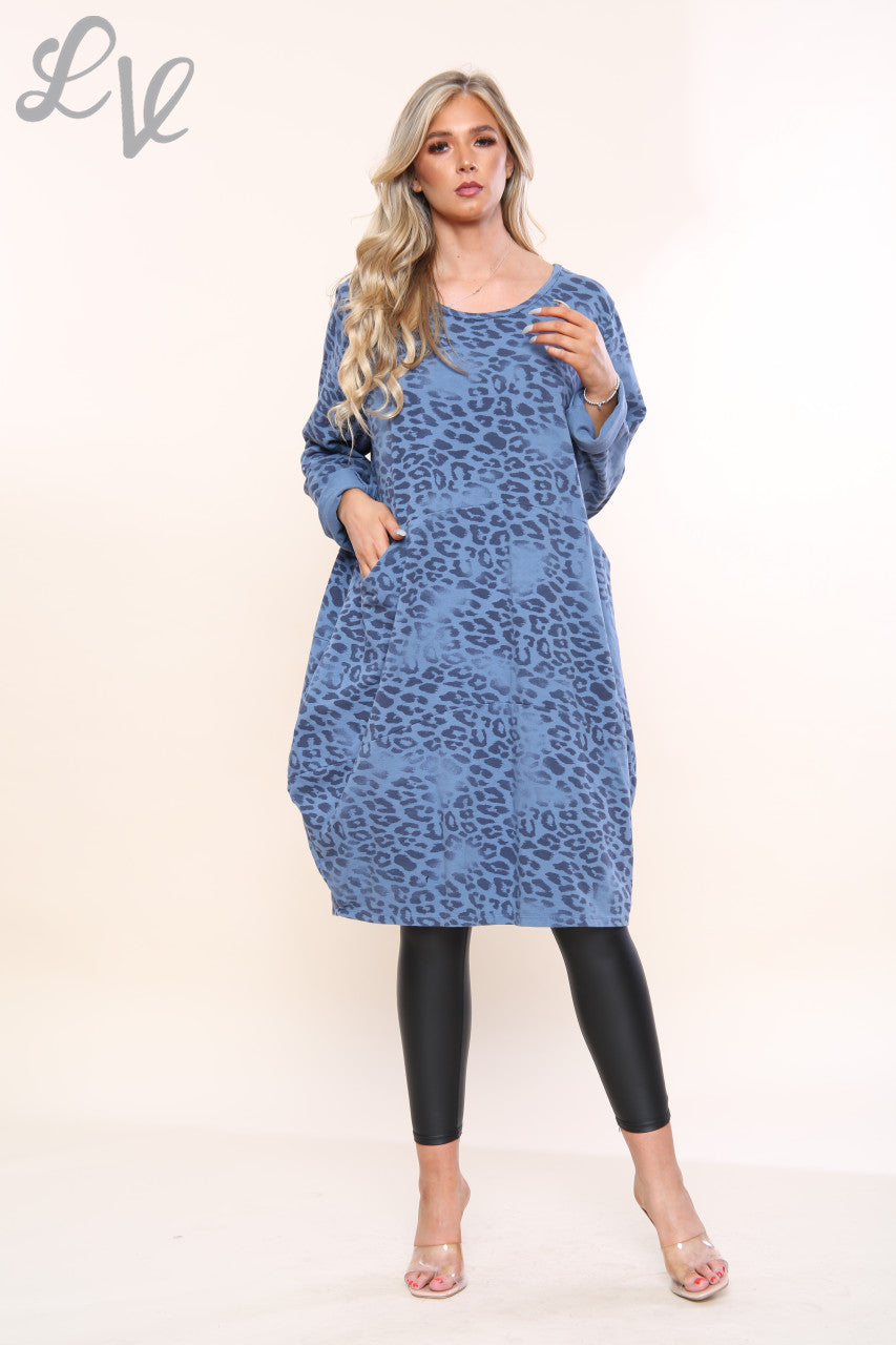 Ladies Animal Leopard Print Tunic Dress Top Denim Unit Price £13.99