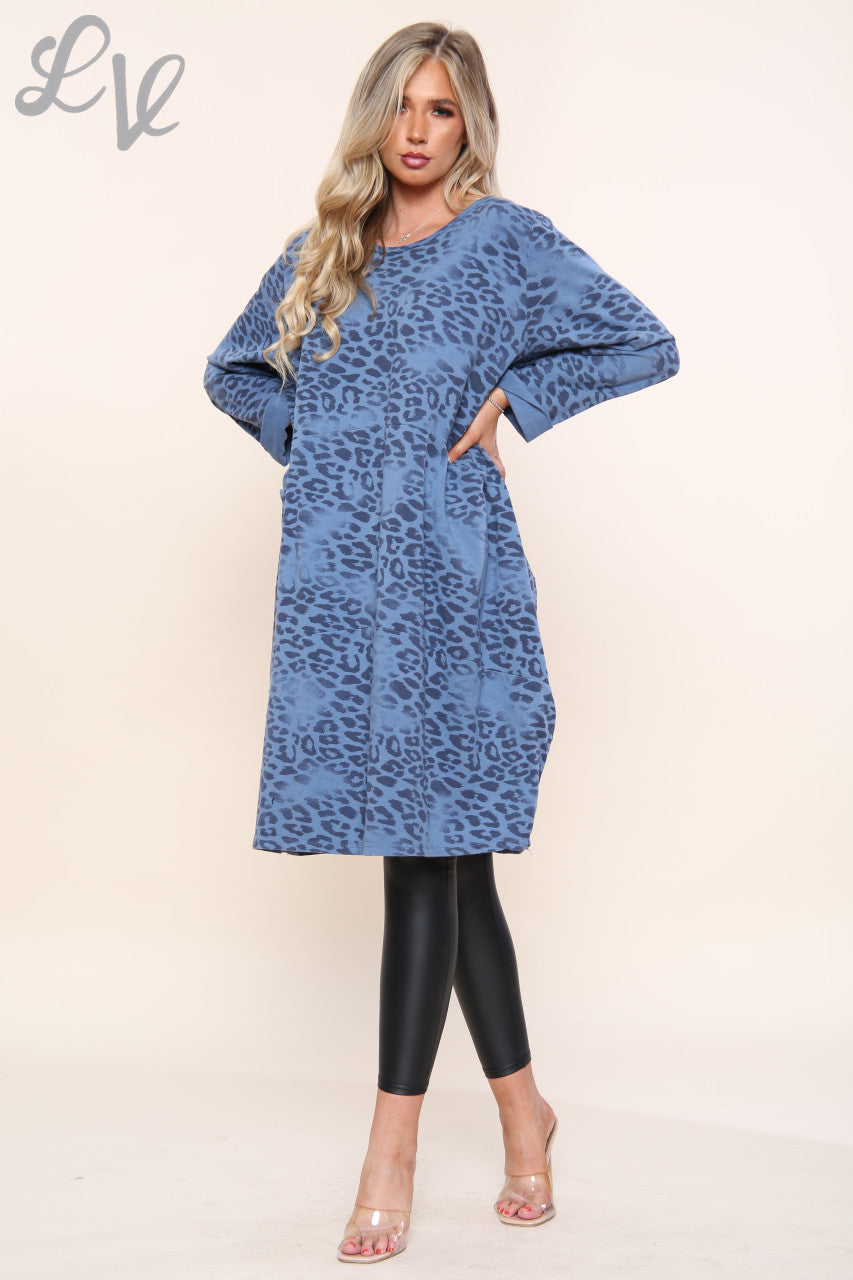 Ladies Animal Leopard Print Tunic Dress Top Denim Unit Price £13.99
