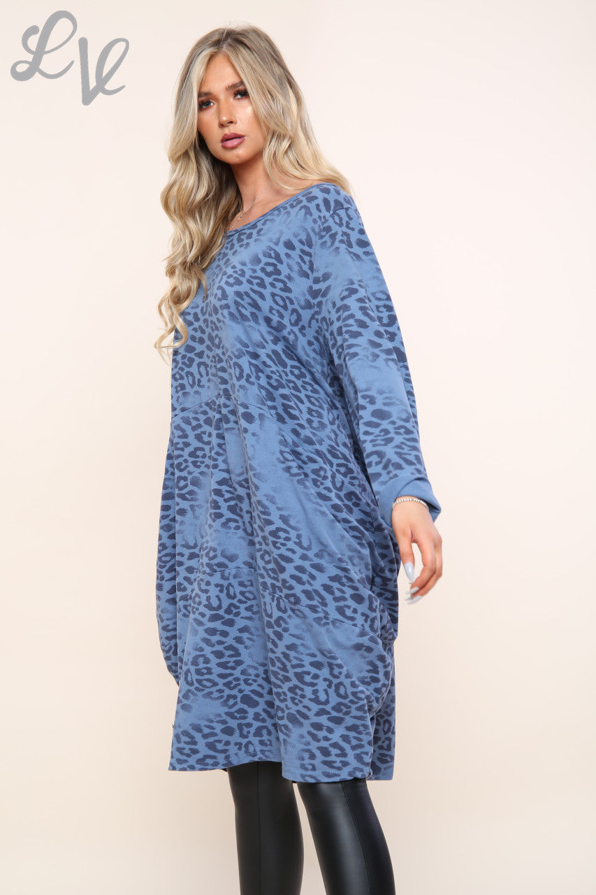 Ladies Animal Leopard Print Tunic Dress Top Denim Unit Price £13.99