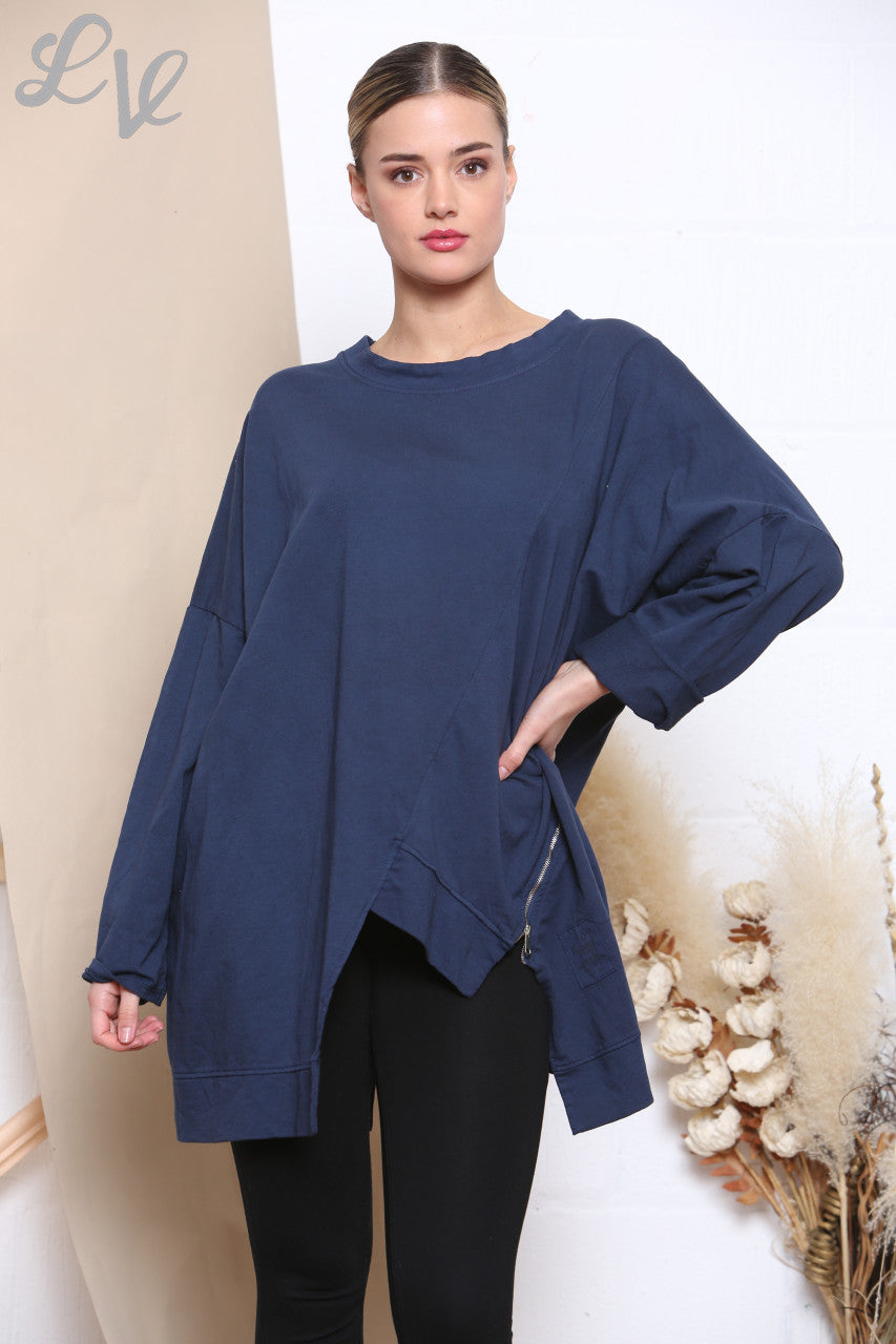Dames Sweatshirt met Uitgesneden Details Navy