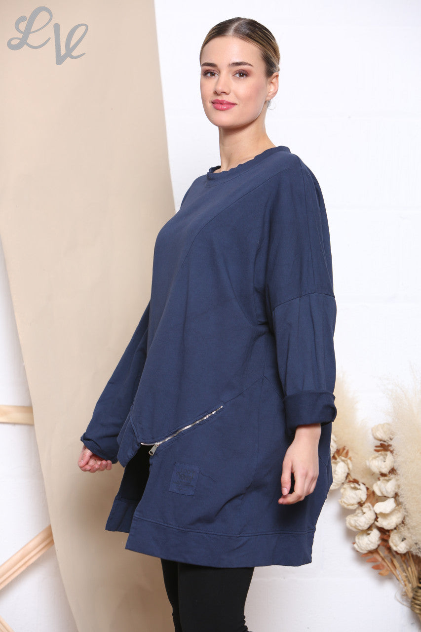 Dames Sweatshirt met Uitgesneden Details Navy