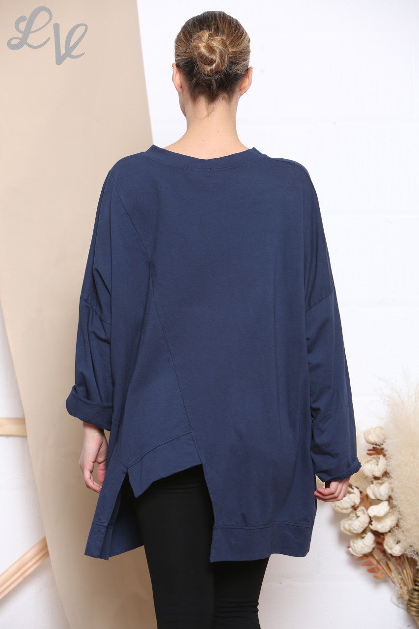 Dames Sweatshirt met Uitgesneden Details Navy