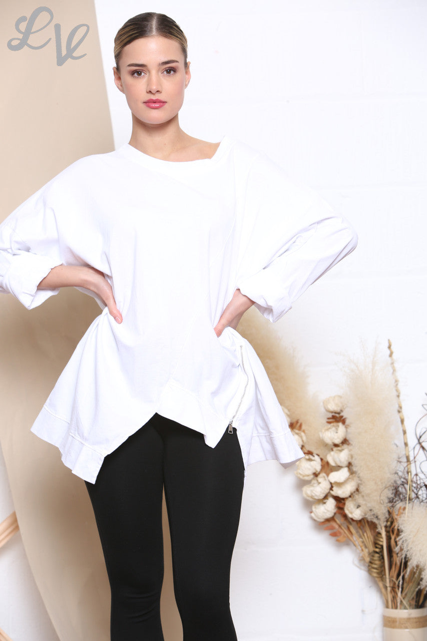 Dames Uitsnijding Detail Sweatshirt Top Wit