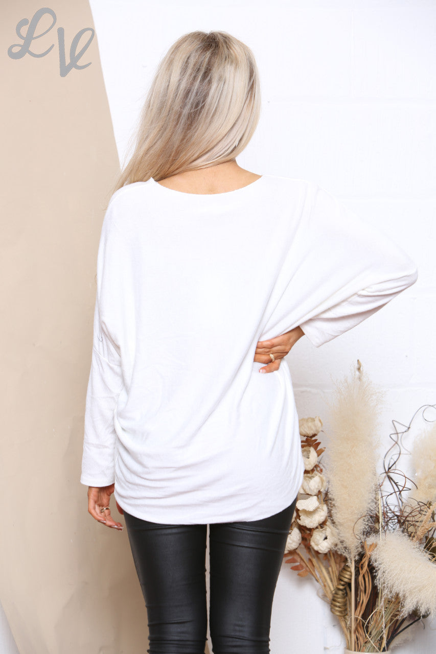Dames Sparkle Sneeuwvlok Top Wit