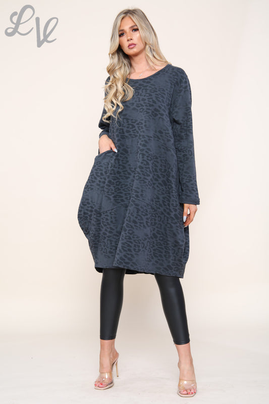 Dames Luipaardprint Tuniekjurk Top Houtskool Stukprijs € 13,99