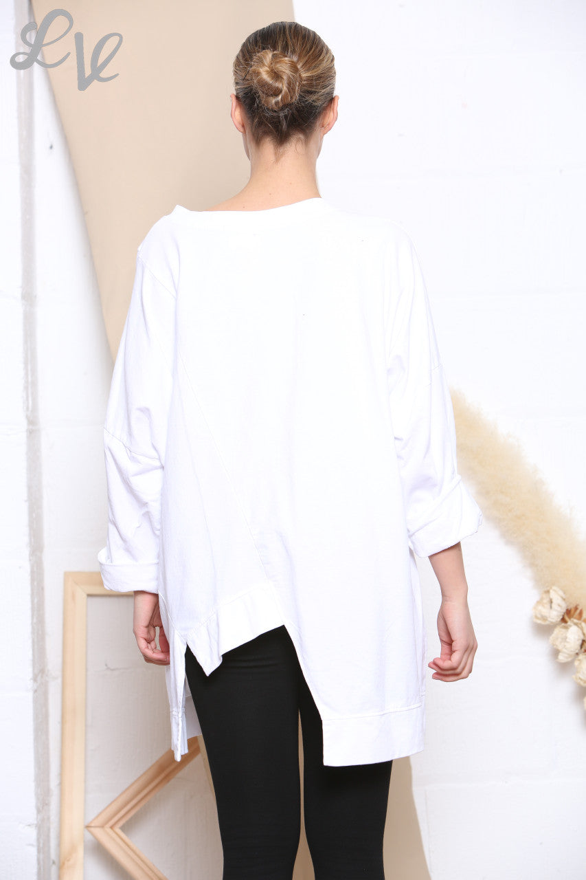 Dames Uitsnijding Detail Sweatshirt Top Wit