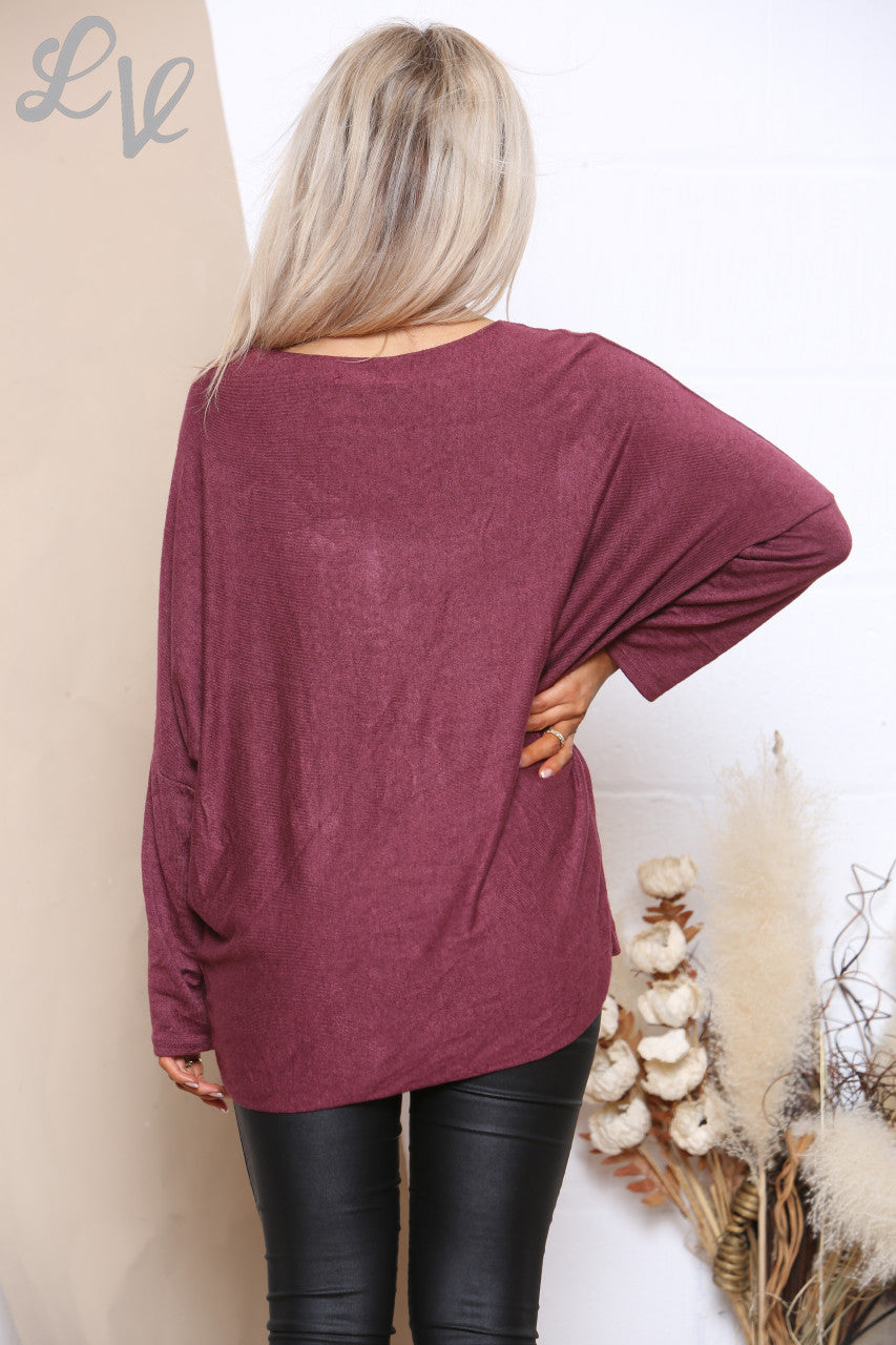 Ladies Sparke Snowflake Top Burgundy
