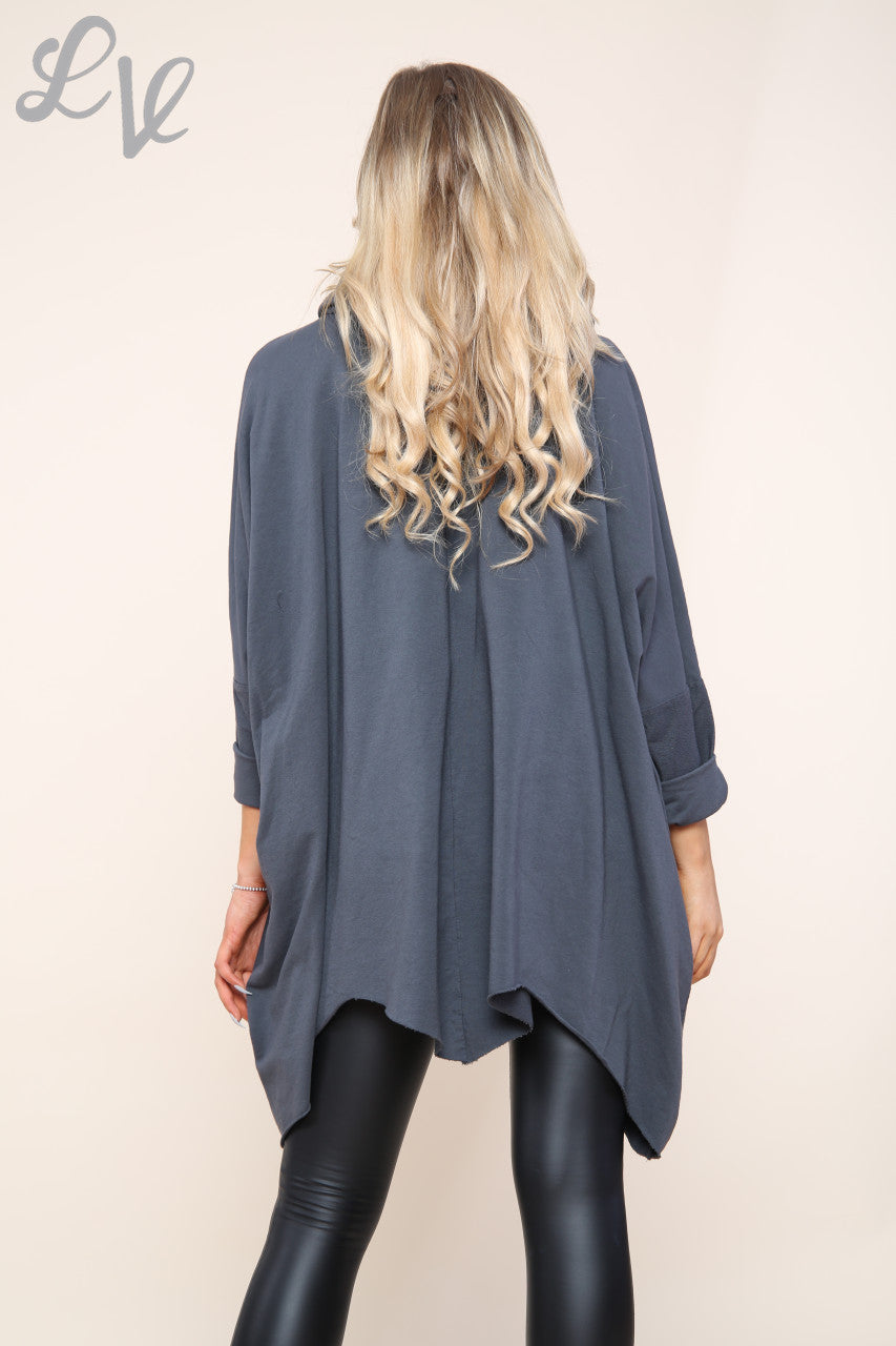 Dames Asymmetrische Zoom Coltrui Top Houtskool Stukprijs € 14,99
