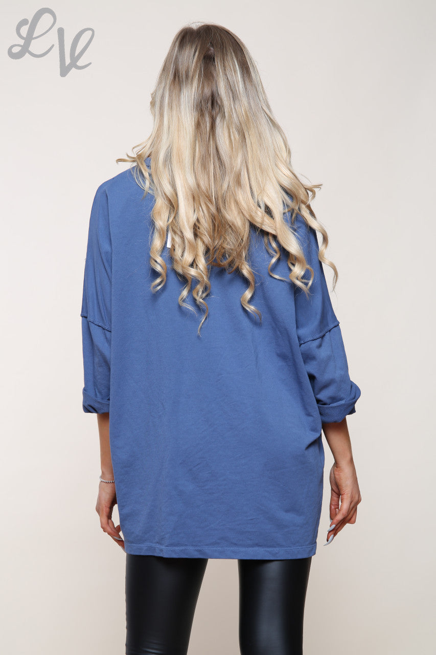 Ladies Zebra Print Patchwork Top With Matching Scarf Denim Unit Price £14.99