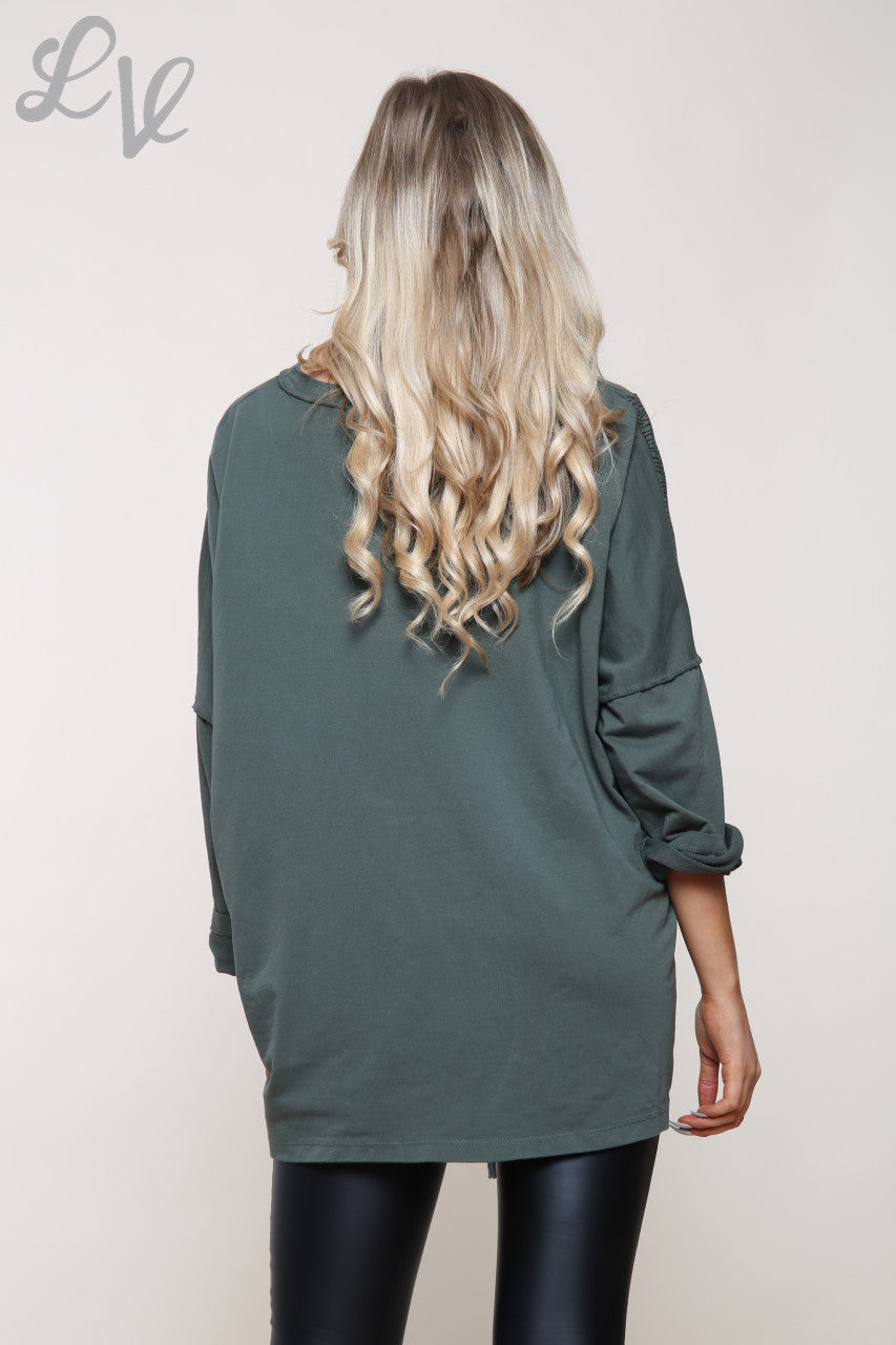 Dames Zebraprint Patchwork Top Met Bijpassende Sjaal Khaki Eenheidsprijs € 14,99
