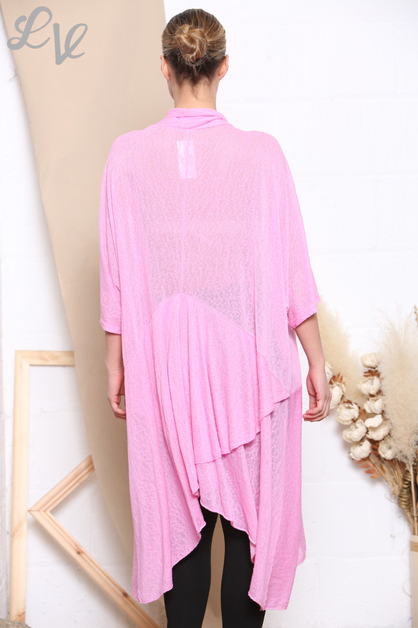 Ladies Sloppy Wrap Cardigan Style Top Pink