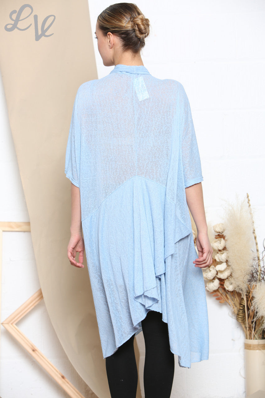 Ladies Sloppy Wrap Cardigan Style Top Sky Blue