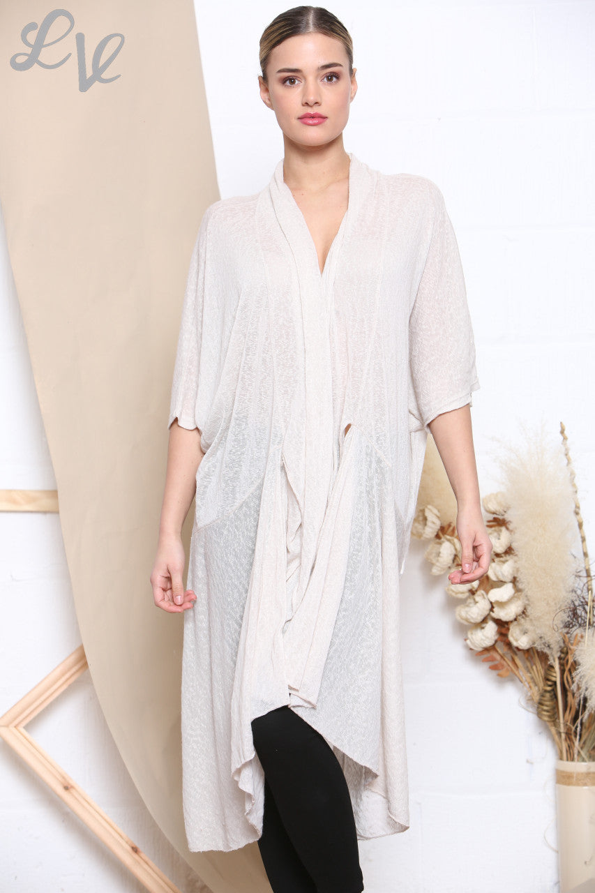 Dames Sloppy Wrap Cardigan Style Top Stone -