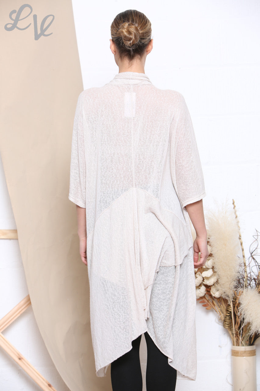 Dames Sloppy Wrap Cardigan Style Top Stone -