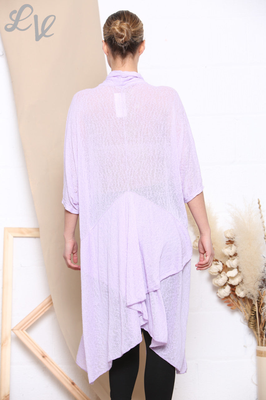 Ladies Sloppy Wrap Cardigan Style Top Lilac