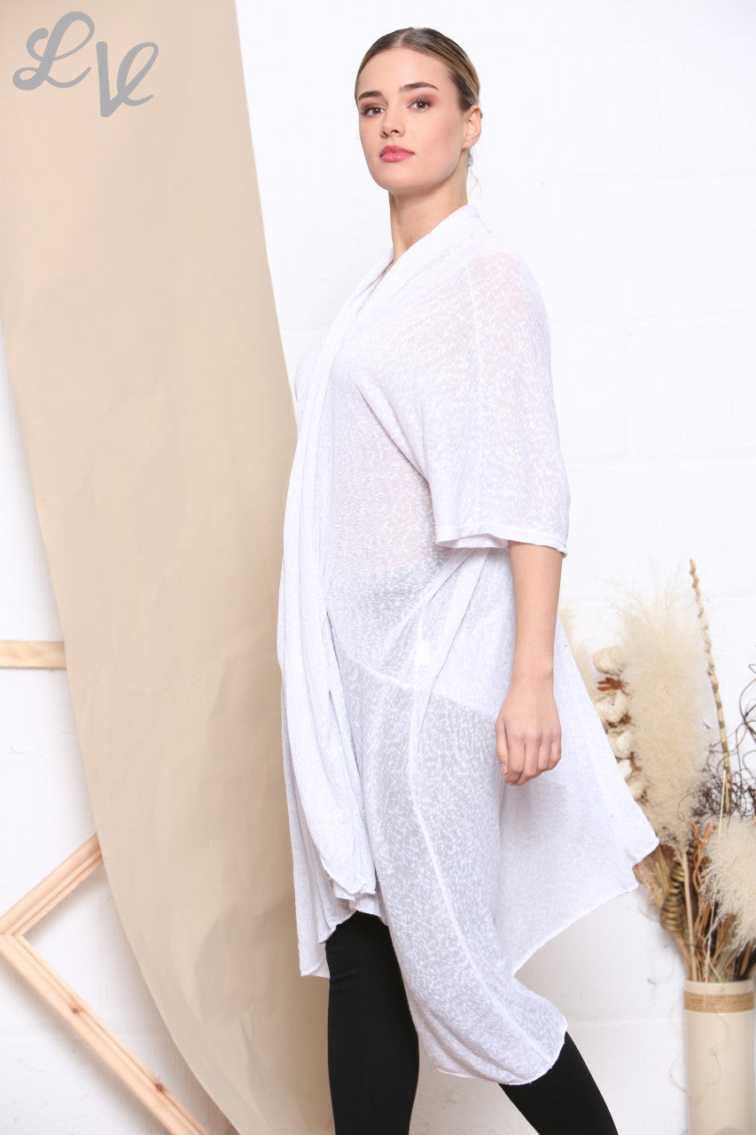 Ladies Sloppy Wrap Cardigan Style Top White