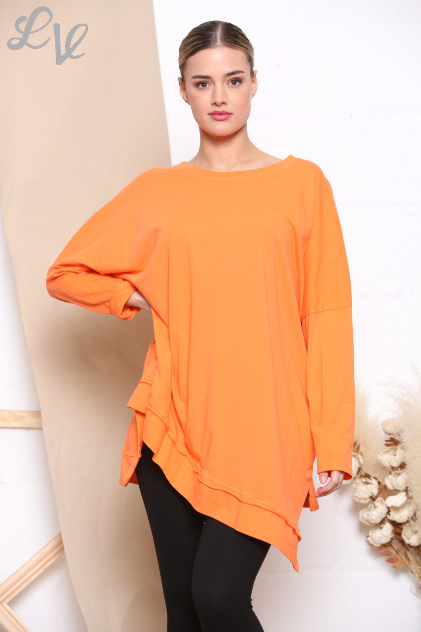 Dames Asymmetrische Effen Top Oranje
