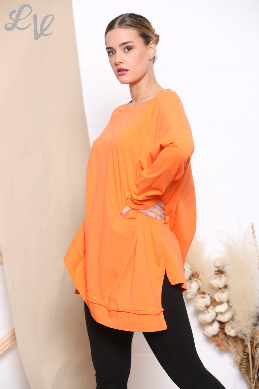 Dames Asymmetrische Effen Top Oranje