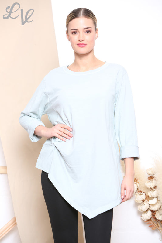 Ladies Knot Side Detail Top Grey