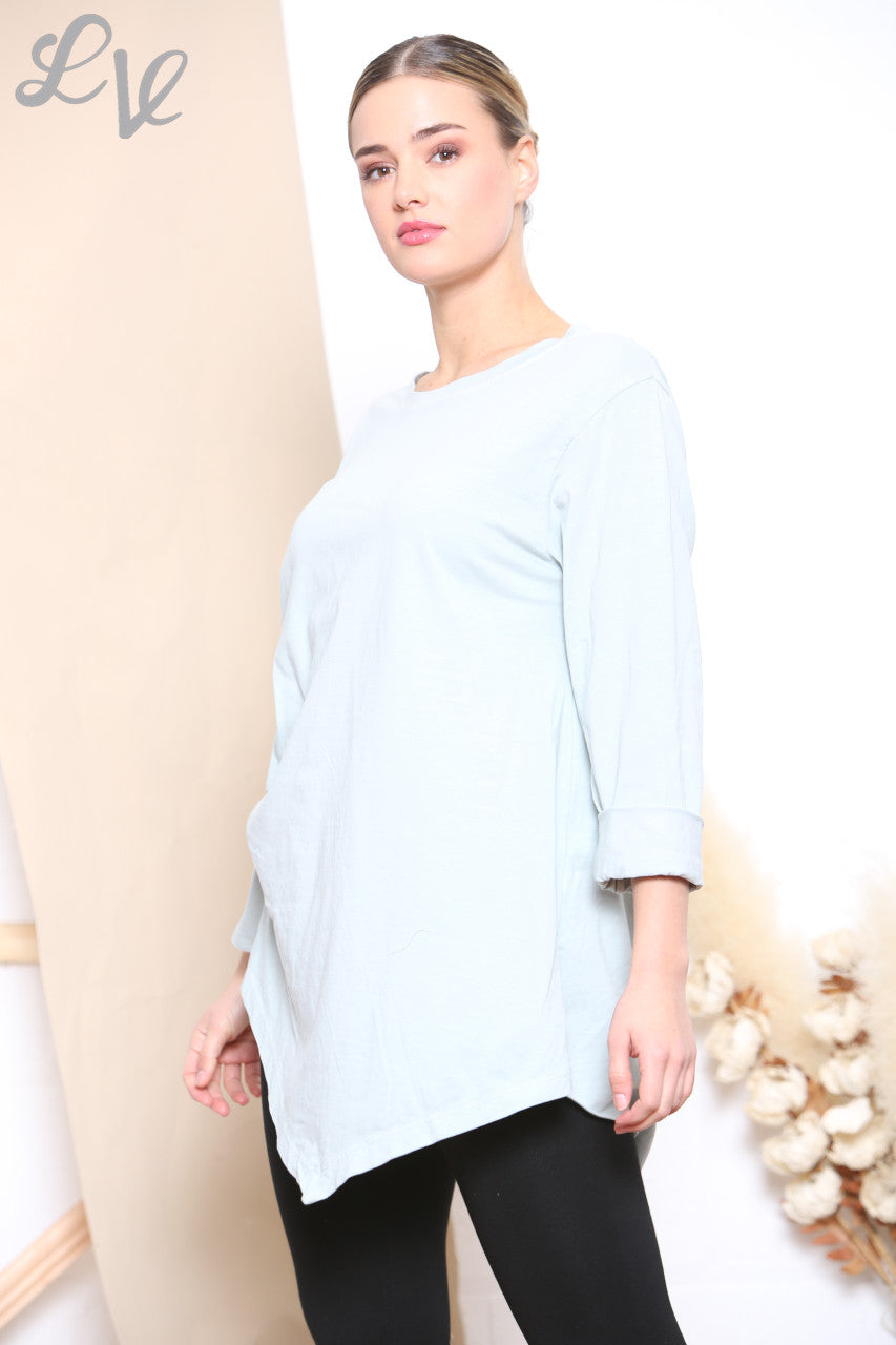 Ladies Knot Side Detail Top Grey