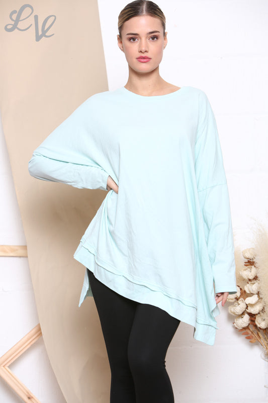 Ladies Asymmetrical Plain Top Mint