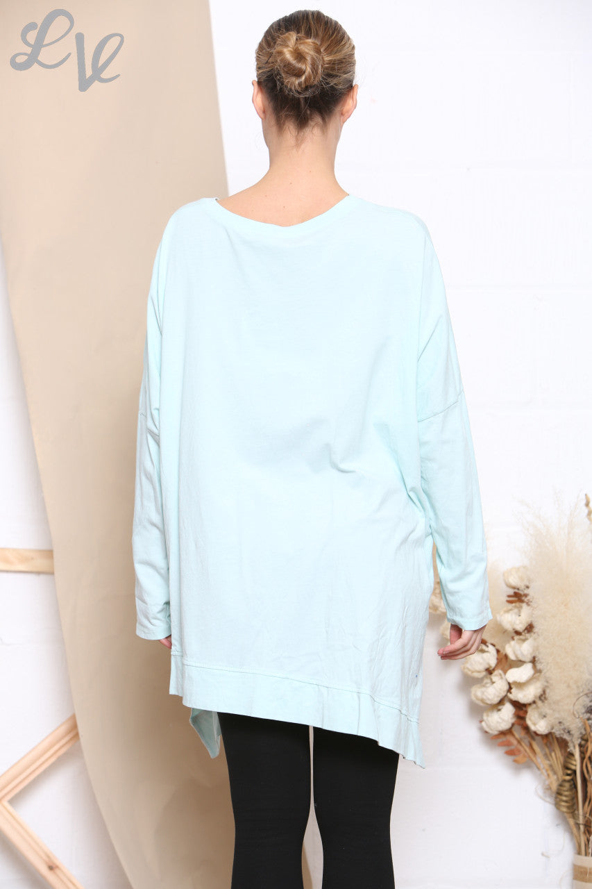 Ladies Asymmetrical Plain Top Mint