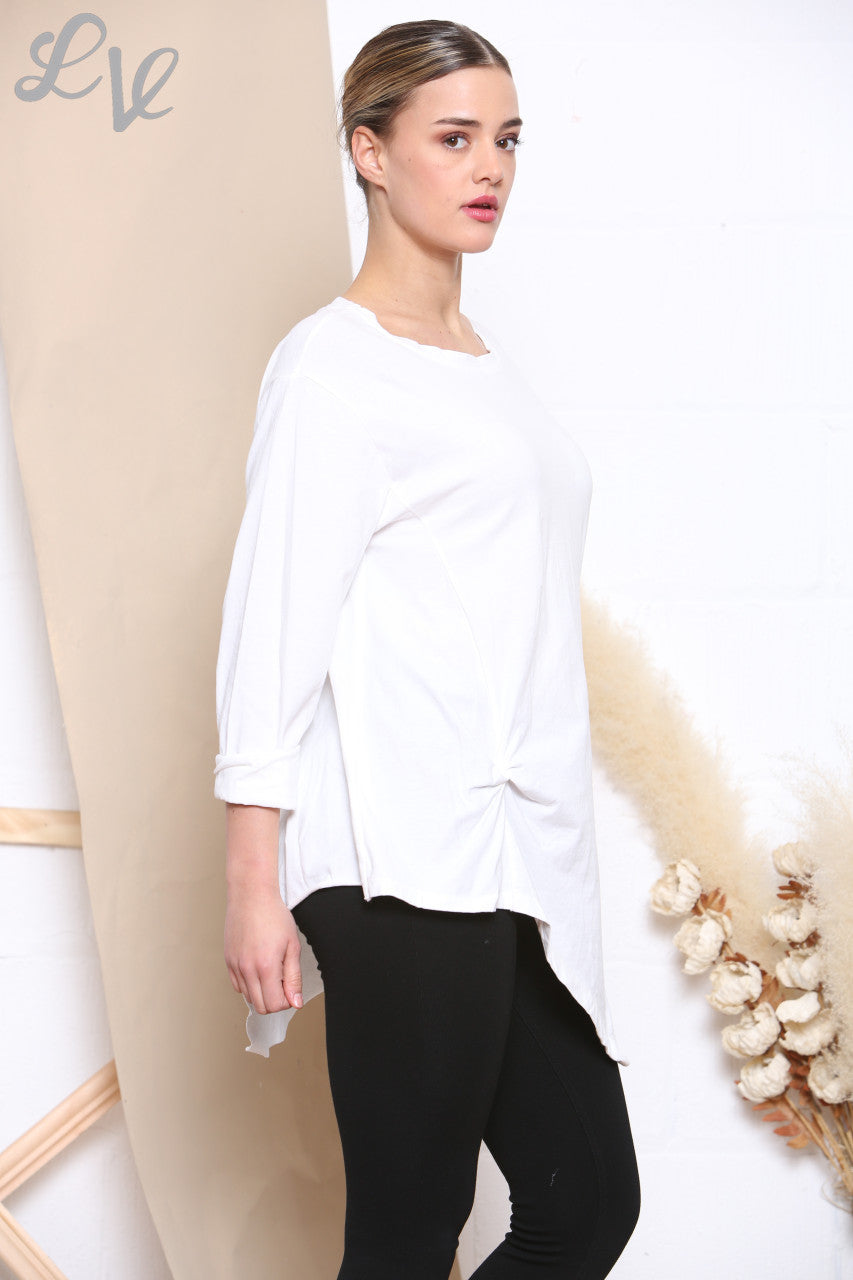 Dames Top met Knoopdetail Wit