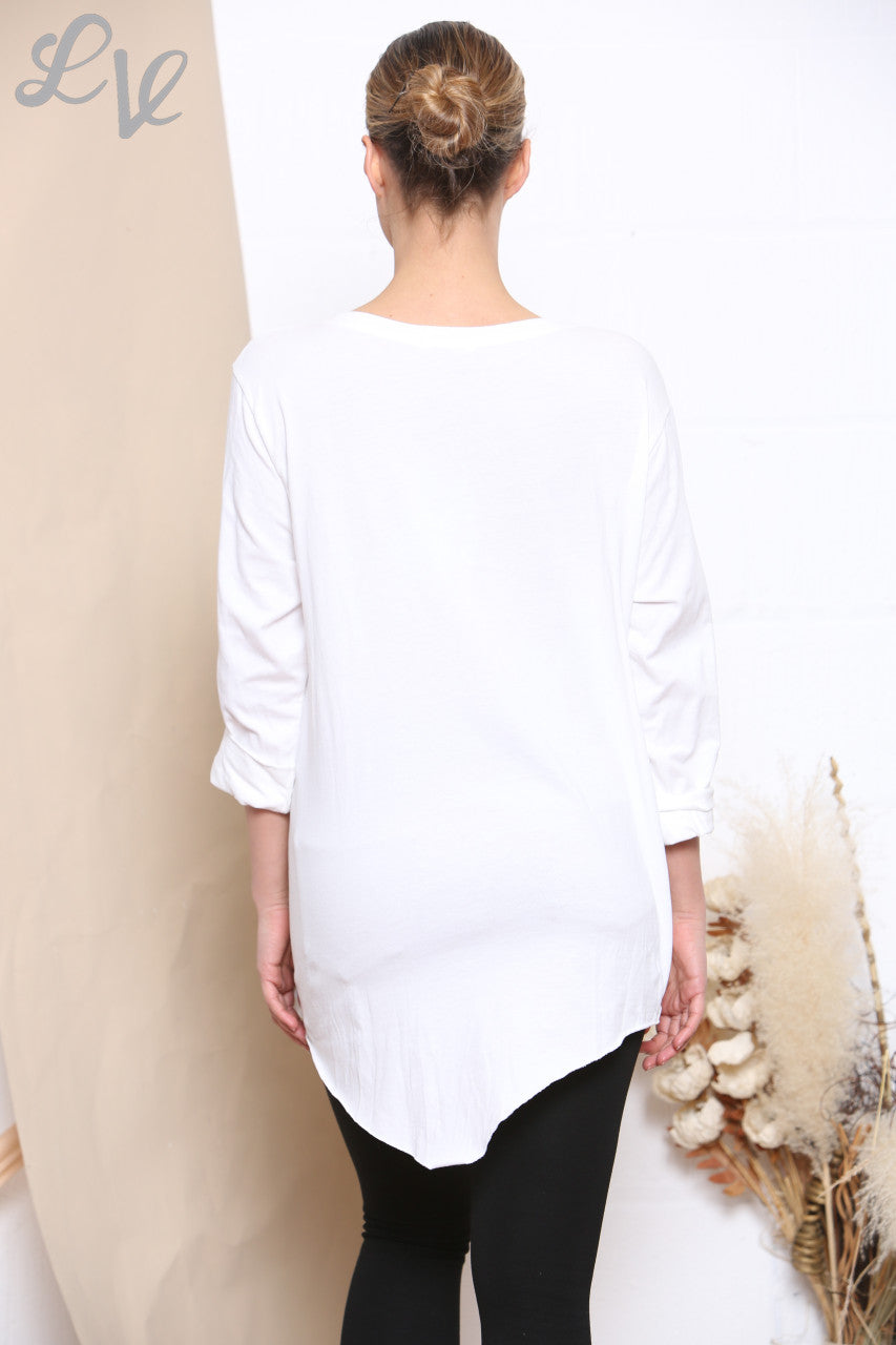 Dames Top met Knoopdetail Wit