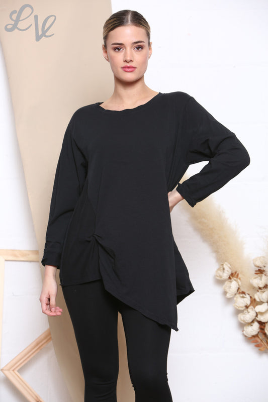 Ladies Knot Side Detail Top Black
