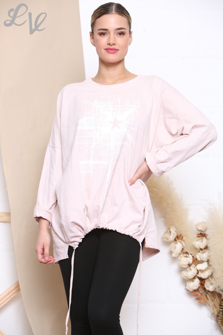Dames Sweatshirt met sterrenprint Stoffig roze